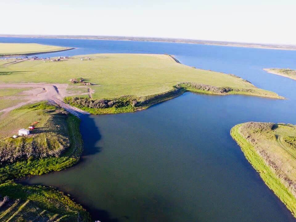 Sunset Beach at Lake Diefenbaker Aerial 2019