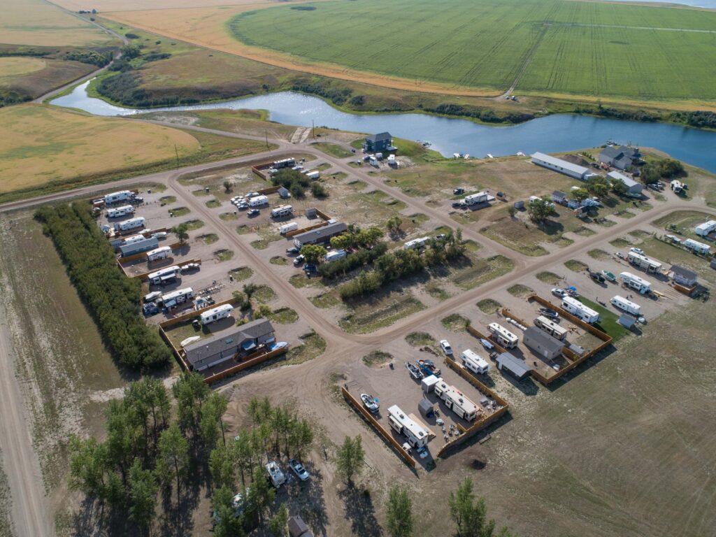 Sunset Beach at Lake Diefenbaker Aerial
