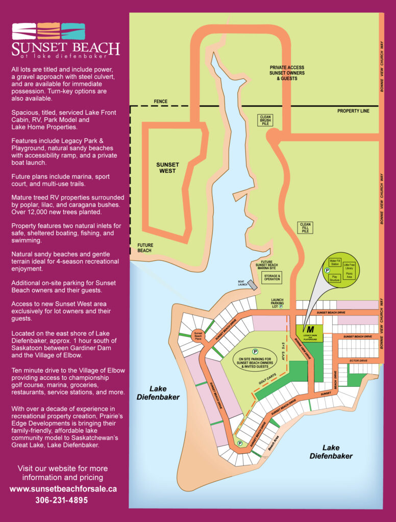 Sunset Beach at Lake Diefenbaker Overview Map 2022