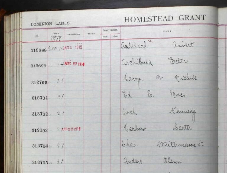 Homestead Grant Dominion Land Records Archibald Ector